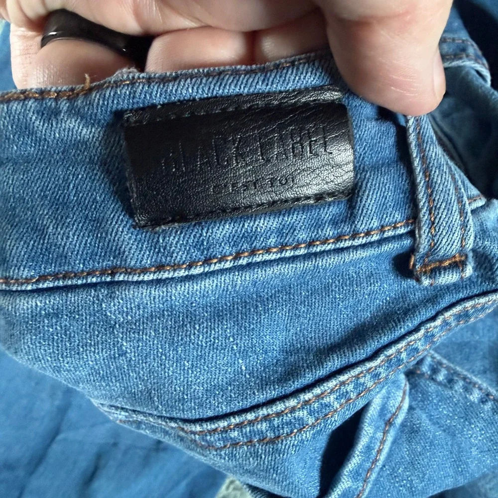 Black Label Cest Toi Wide Leg‎ Jeans Medium Wash Button Fly Raw Hem Size 11/29